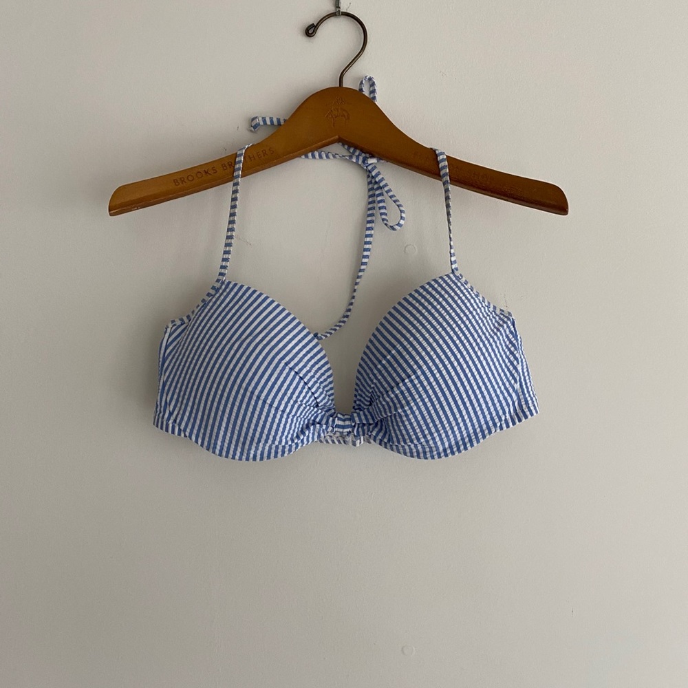 J.Crew Seersucker Bikini Top